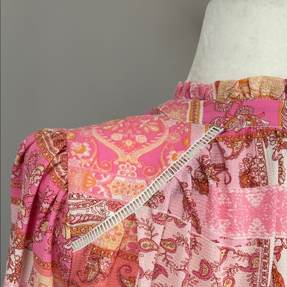 Fate Pink And Orange Patchwork Blouse - image 5